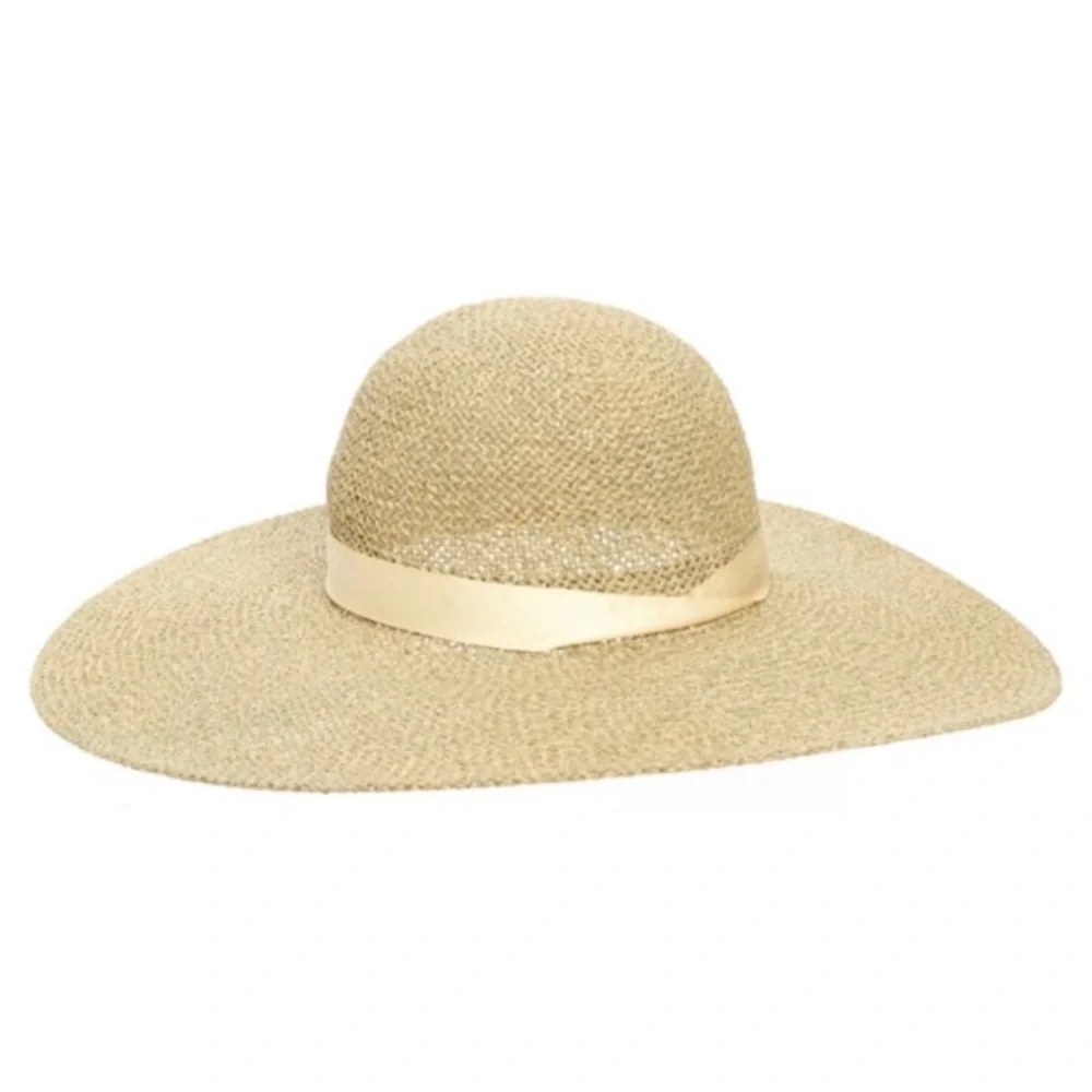 NEW Nordstrom Floppy Straw Sun Hat Natural Combo